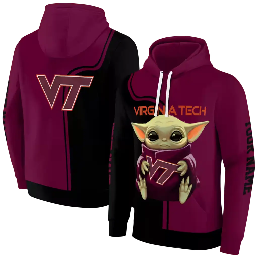 customized virginia tech hokies baby yoda maroon black hoodie fashion forward customized virginia tech hokies baby yoda maroon black hoodie fashion forward