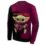 customized virginia tech hokies baby yoda maroon black hoodie best selling