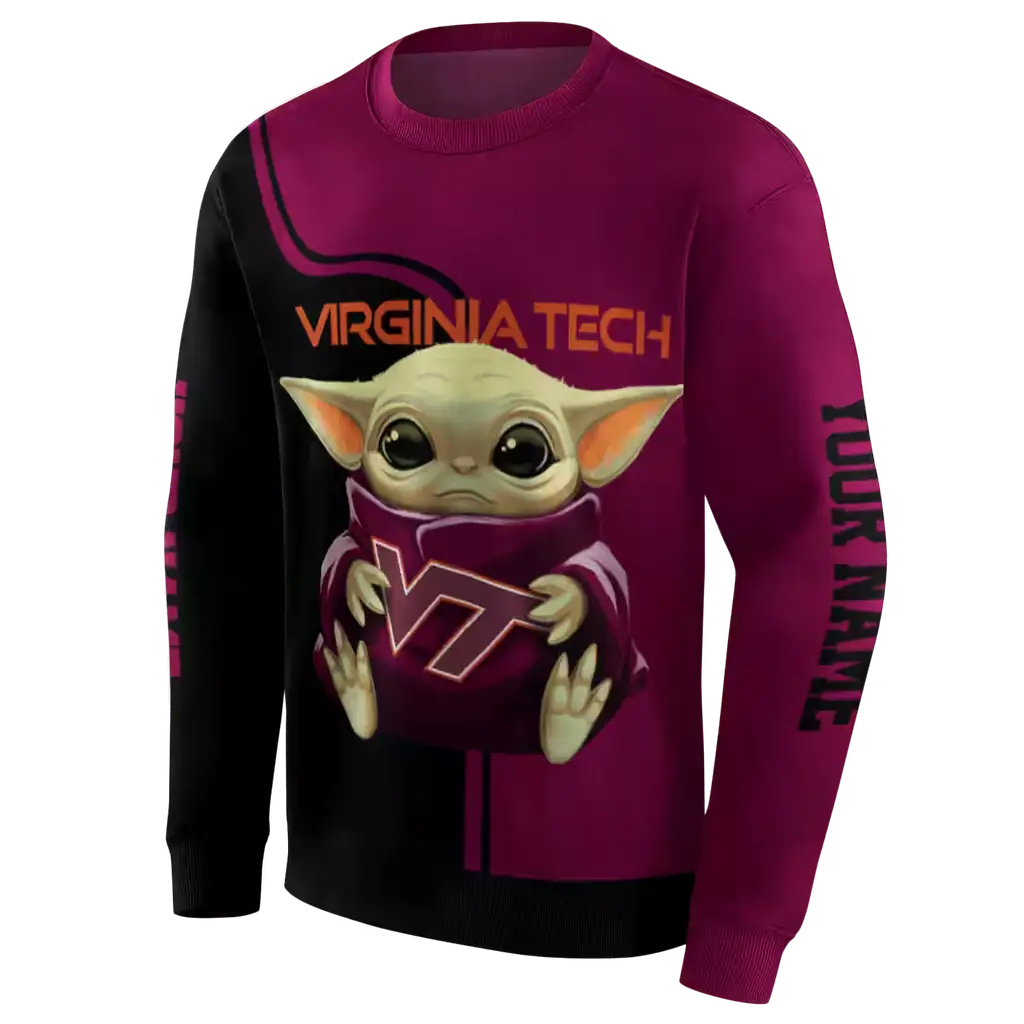 customized virginia tech hokies baby yoda maroon black hoodie new arrival customized virginia tech hokies baby yoda maroon black hoodie new arrival