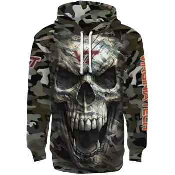 customized virginia tech hokies camo skull hoodie best selling