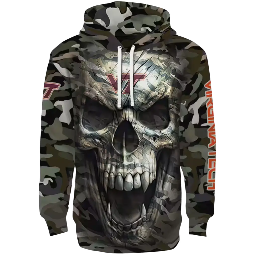 customized virginia tech hokies camo skull hoodie best selling customized virginia tech hokies camo skull hoodie best selling