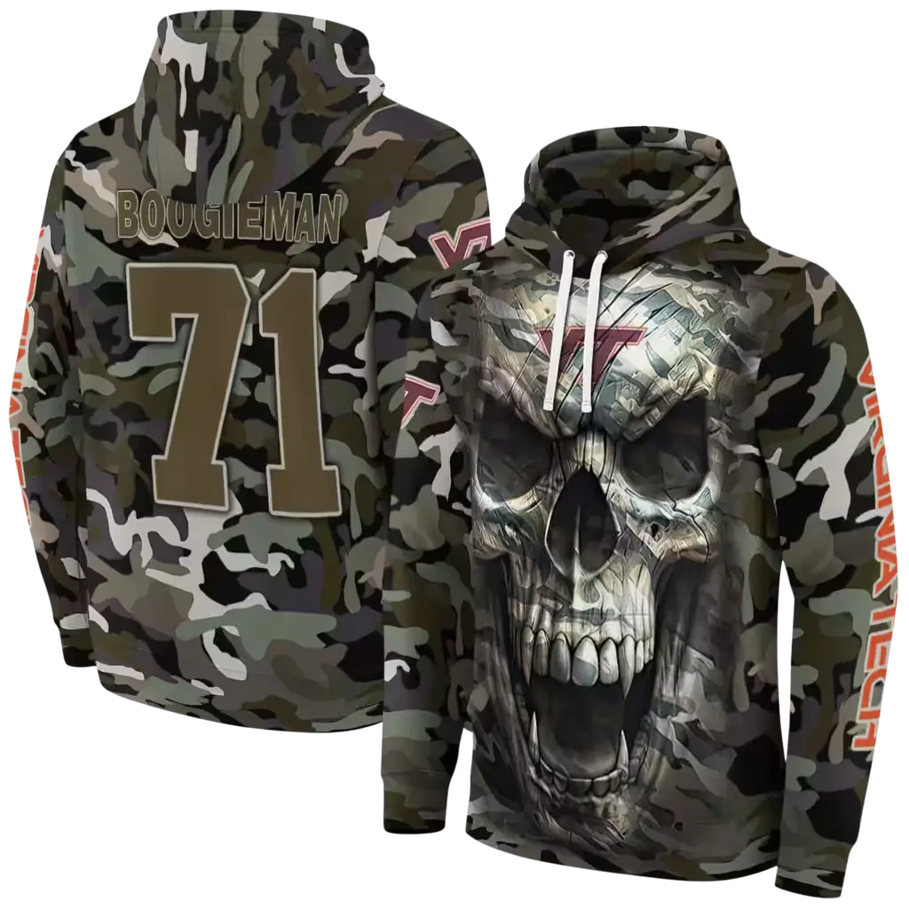 customized virginia tech hokies camo skull hoodie fashion forward customized virginia tech hokies camo skull hoodie fashion forward