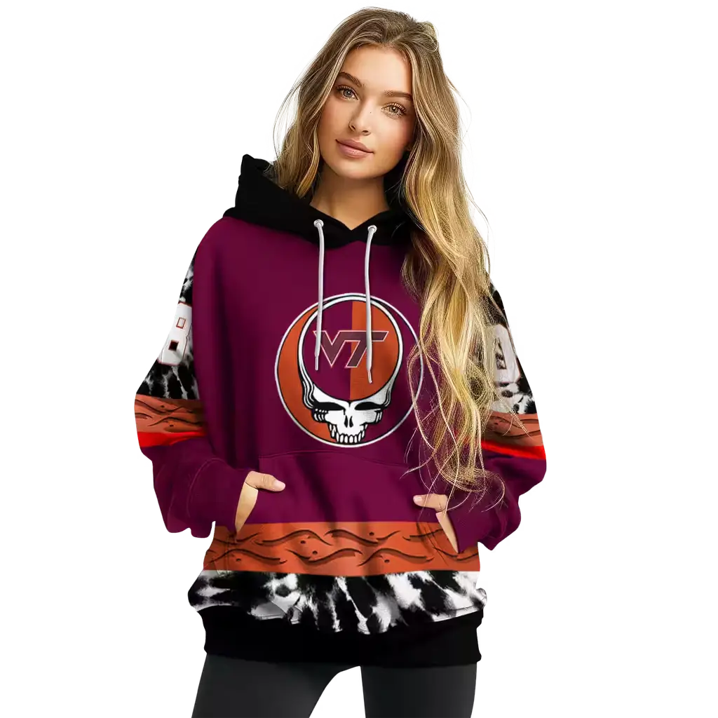 customized virginia tech hokies grateful vibes maroon hoodie high quality customized virginia tech hokies grateful vibes maroon hoodie high quality