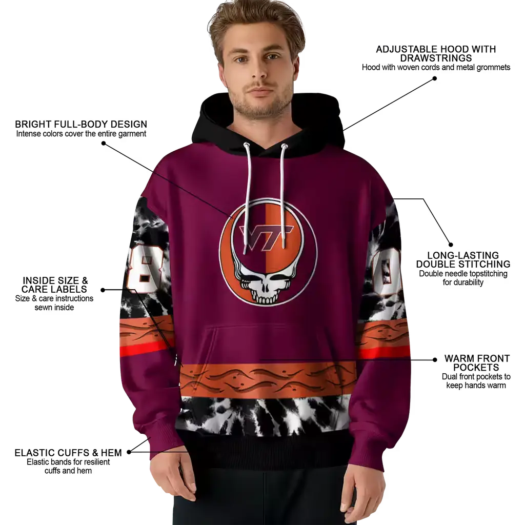 customized virginia tech hokies grateful vibes maroon hoodie latest model customized virginia tech hokies grateful vibes maroon hoodie latest model