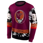 customized virginia tech hokies grateful vibes maroon hoodie best selling