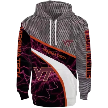customized virginia tech hokies hexagonal mesh maroon black gray hoodie best selling