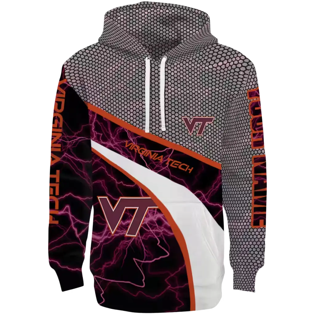 customized virginia tech hokies hexagonal mesh maroon black gray hoodie best selling customized virginia tech hokies hexagonal mesh maroon black gray hoodie best selling
