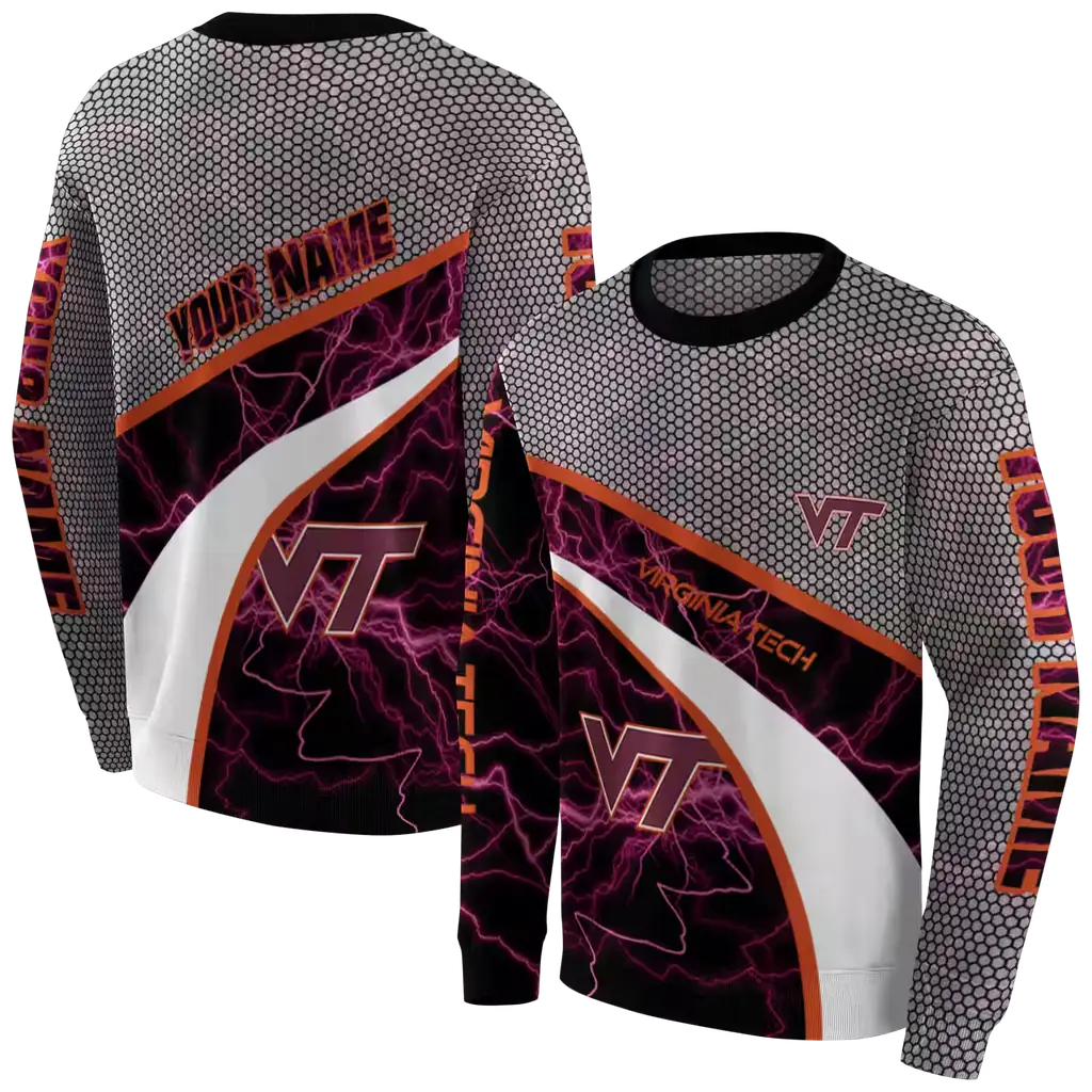 customized virginia tech hokies hexagonal mesh maroon black gray hoodie premium grade customized virginia tech hokies hexagonal mesh maroon black gray hoodie premium grade