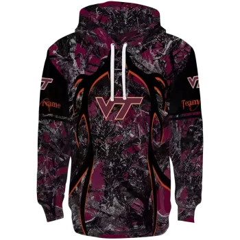 customized virginia tech hokies hunting theme maroon black hoodie best selling