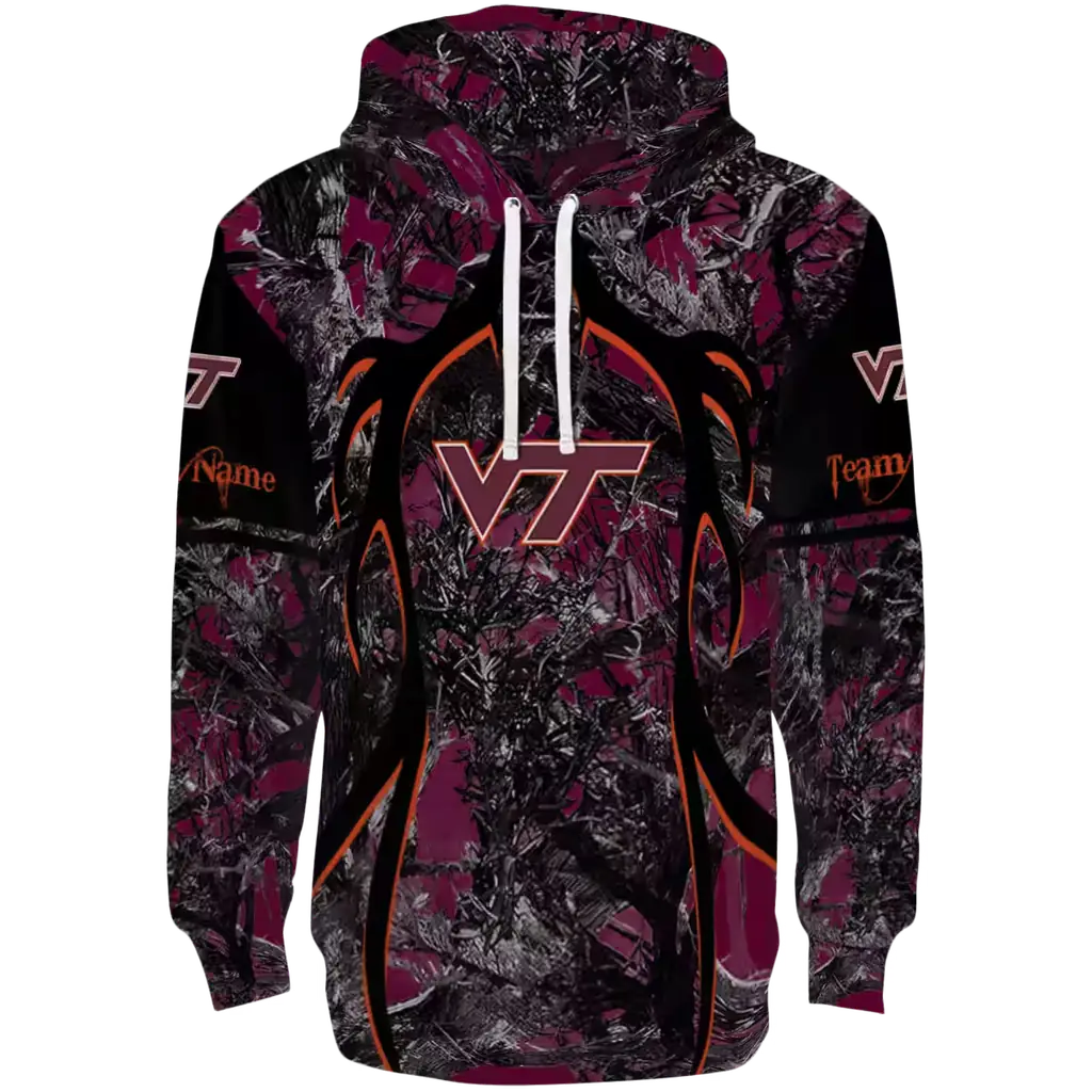 customized virginia tech hokies hunting theme maroon black hoodie best selling customized virginia tech hokies hunting theme maroon black hoodie best selling
