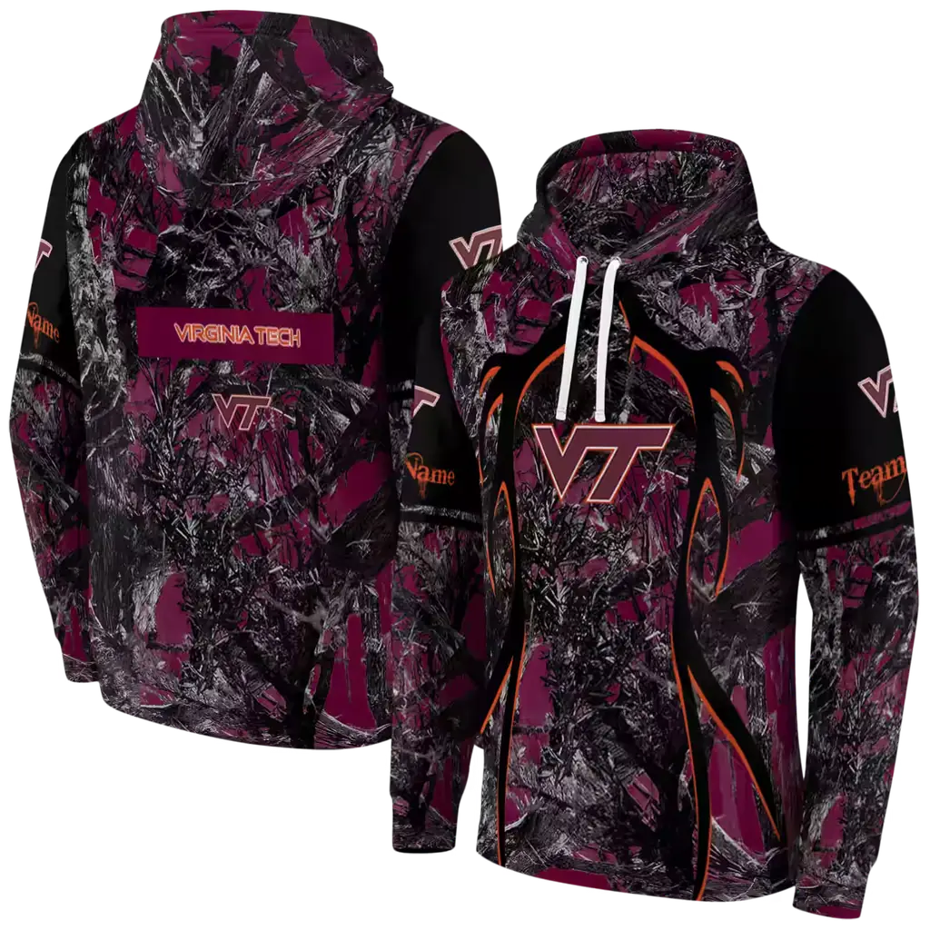 customized virginia tech hokies hunting theme maroon black hoodie fashion forward customized virginia tech hokies hunting theme maroon black hoodie fashion forward