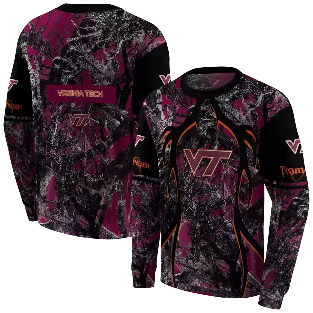customized virginia tech hokies hunting theme maroon black hoodie premium grade customized virginia tech hokies hunting theme maroon black hoodie premium grade