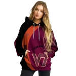 customized virginia tech hokies minimalist design maroon black hoodie best selling