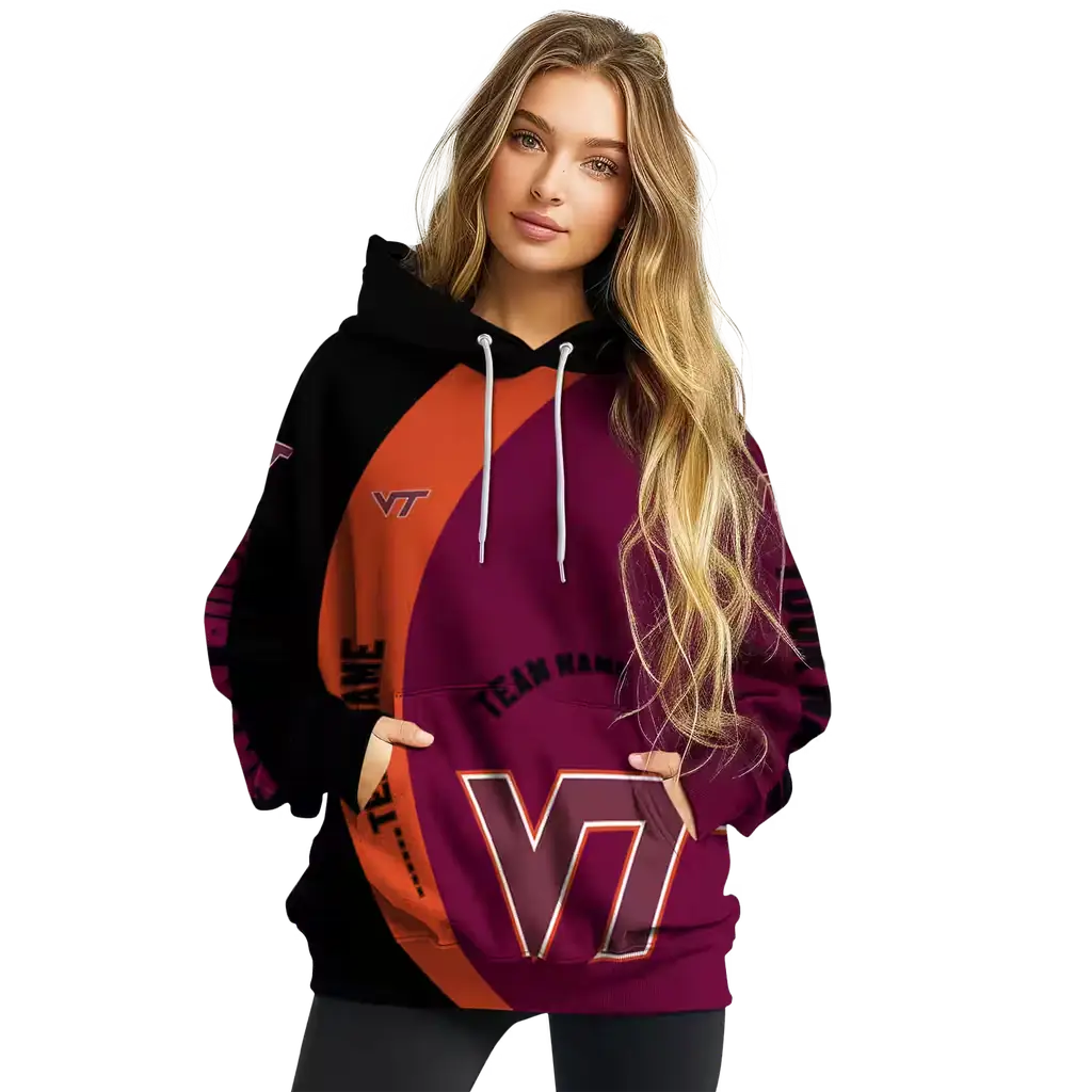 customized virginia tech hokies minimalist design maroon black hoodie high quality customized virginia tech hokies minimalist design maroon black hoodie high quality