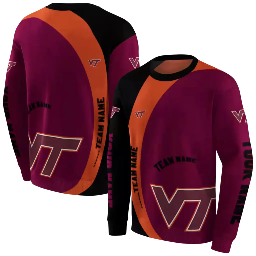 customized virginia tech hokies minimalist design maroon black hoodie premium grade customized virginia tech hokies minimalist design maroon black hoodie premium grade