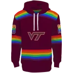 customized virginia tech hokies rainbow stripes maroon hoodie best selling