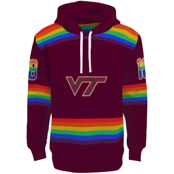 customized virginia tech hokies rainbow stripes maroon hoodie best selling