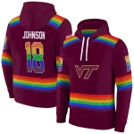 customized virginia tech hokies rainbow stripes maroon hoodie best selling