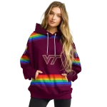 customized virginia tech hokies rainbow stripes maroon hoodie best selling