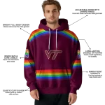 customized virginia tech hokies rainbow stripes maroon hoodie best selling
