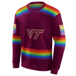 customized virginia tech hokies rainbow stripes maroon hoodie best selling