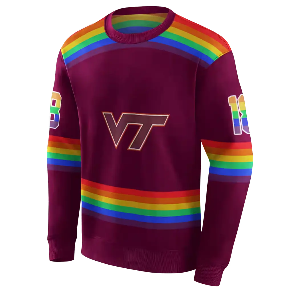 customized virginia tech hokies rainbow stripes maroon hoodie new arrival customized virginia tech hokies rainbow stripes maroon hoodie new arrival
