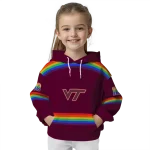 customized virginia tech hokies rainbow stripes maroon hoodie best selling