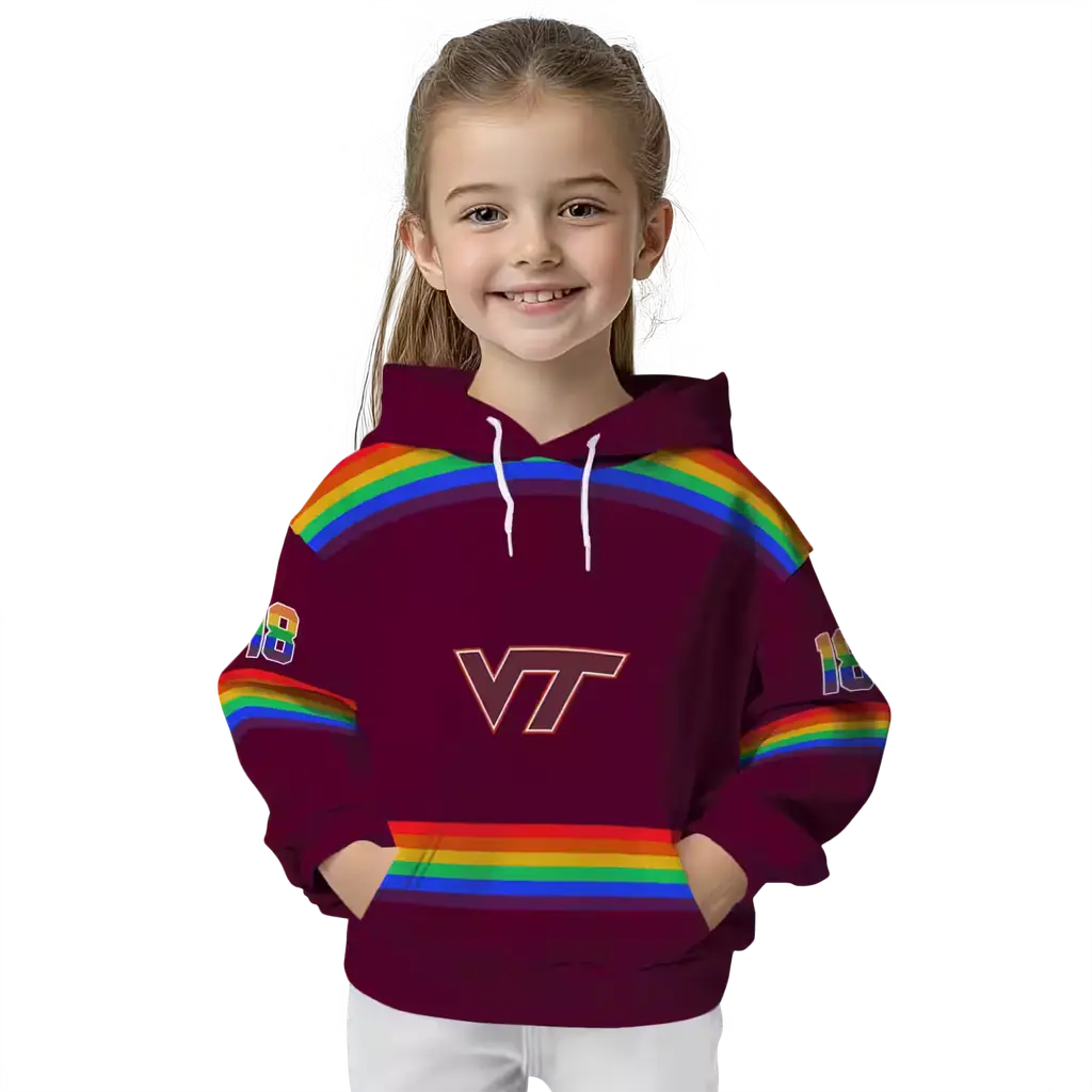 customized virginia tech hokies rainbow stripes maroon hoodie top rated customized virginia tech hokies rainbow stripes maroon hoodie top rated