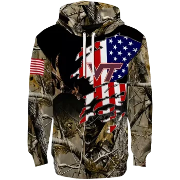 customized virginia tech hokies tree camo hoodie best selling
