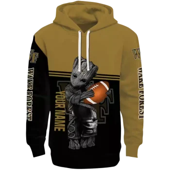 customized wake forest demon deacons baby groot gold black hoodie best selling