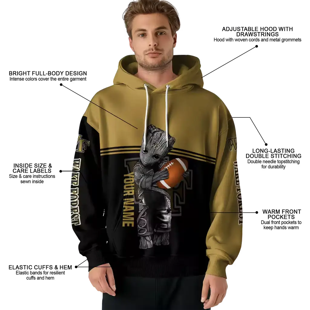 customized wake forest demon deacons baby groot gold black hoodie latest model customized wake forest demon deacons baby groot gold black hoodie latest model