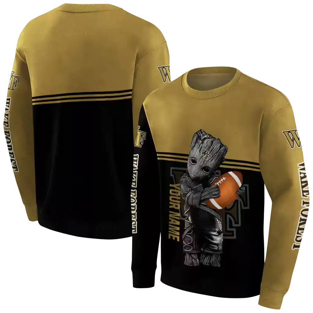 customized wake forest demon deacons baby groot gold black hoodie premium grade customized wake forest demon deacons baby groot gold black hoodie premium grade