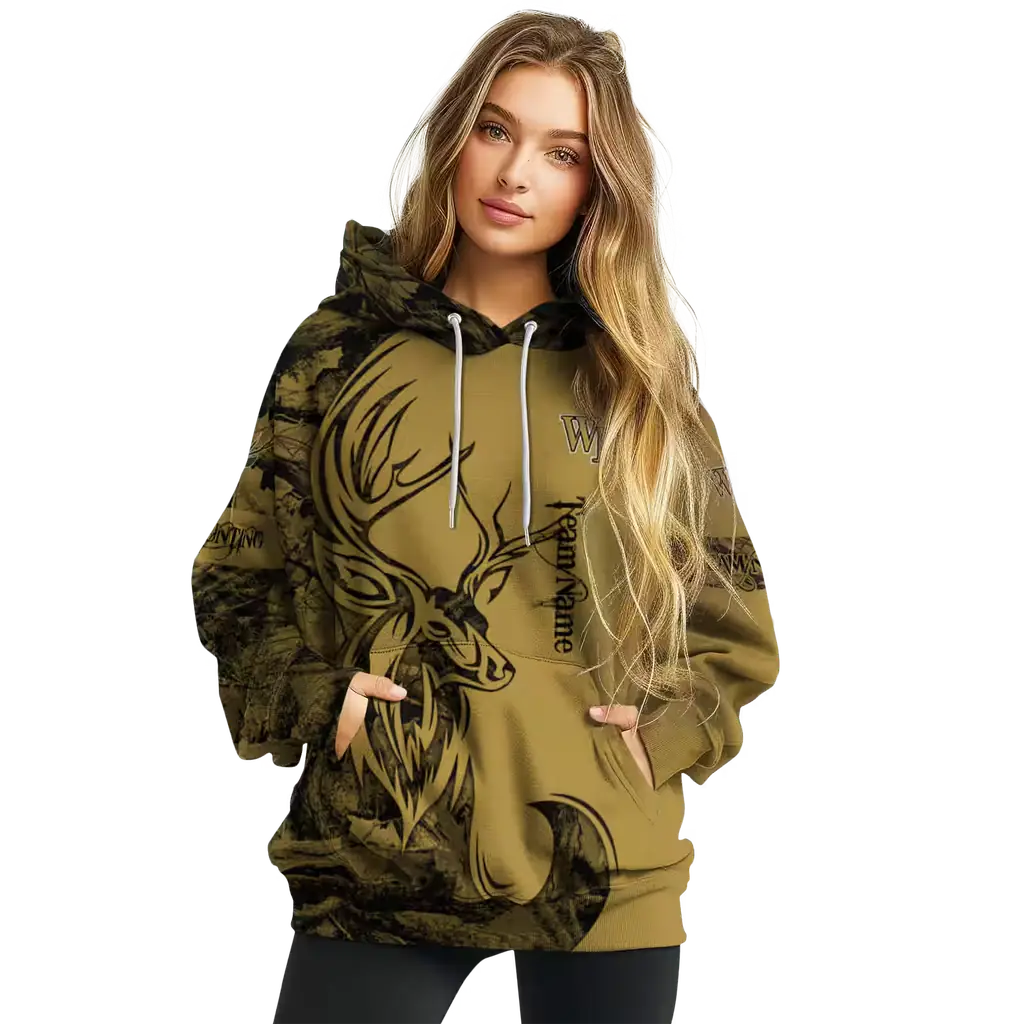 customized wake forest demon deacons deer silhouette gold hoodie high quality customized wake forest demon deacons deer silhouette gold hoodie high quality