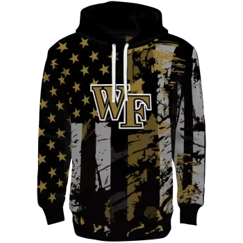 customized wake forest demon deacons distressed flag gold black hoodie best selling
