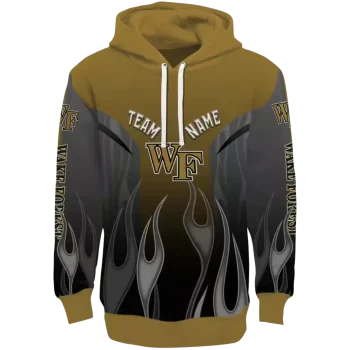 customized wake forest demon deacons flame design gold hoodie best selling