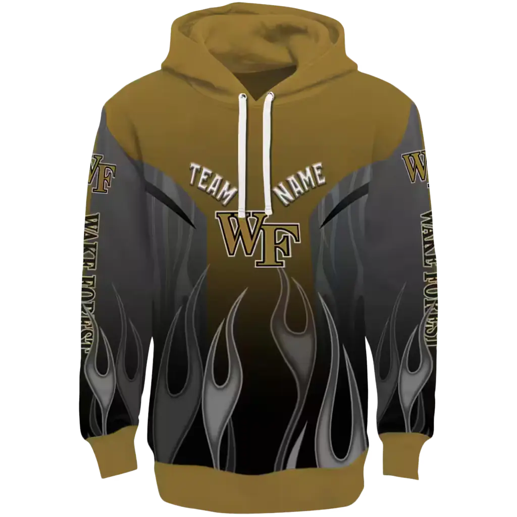 customized wake forest demon deacons flame design gold hoodie best selling customized wake forest demon deacons flame design gold hoodie best selling