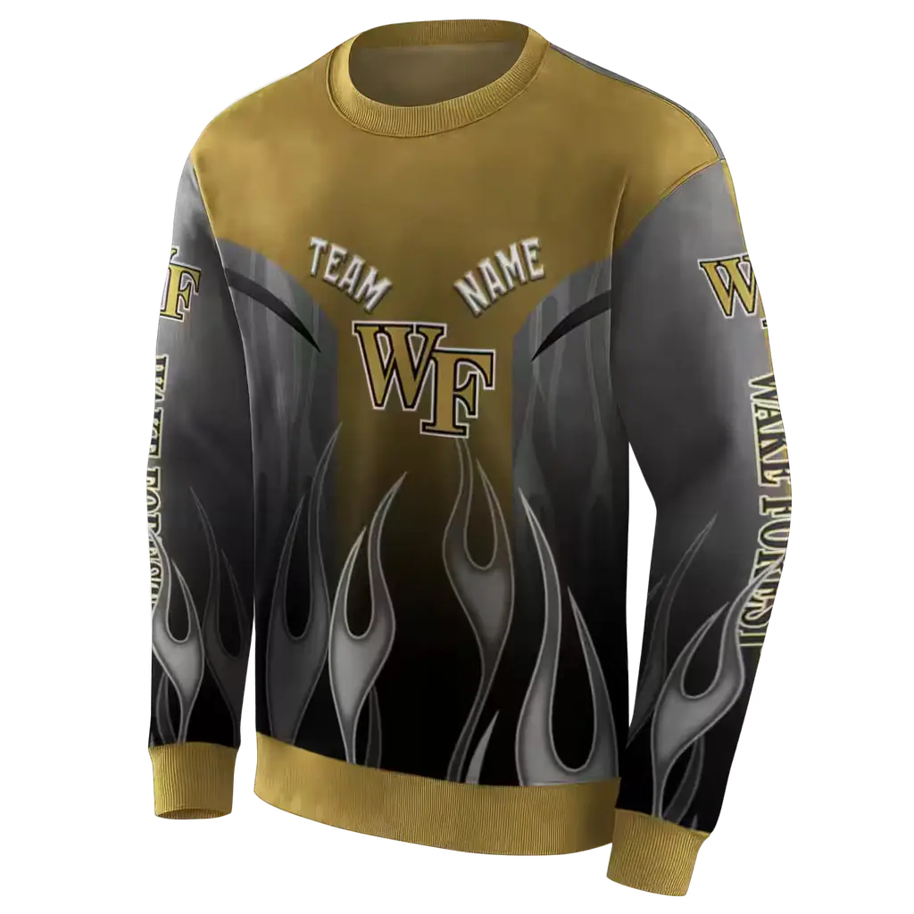 customized wake forest demon deacons flame design gold hoodie new arrival customized wake forest demon deacons flame design gold hoodie new arrival