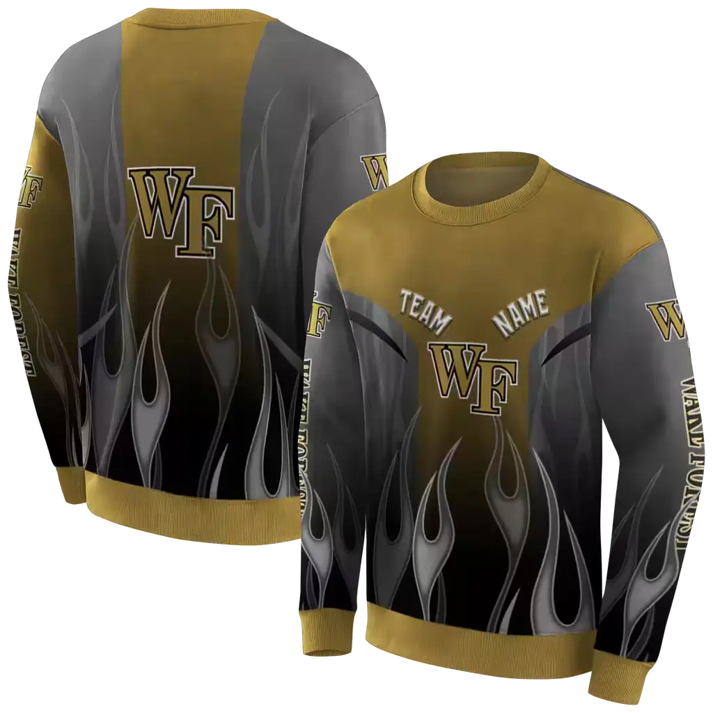 customized wake forest demon deacons flame design gold hoodie premium grade customized wake forest demon deacons flame design gold hoodie premium grade