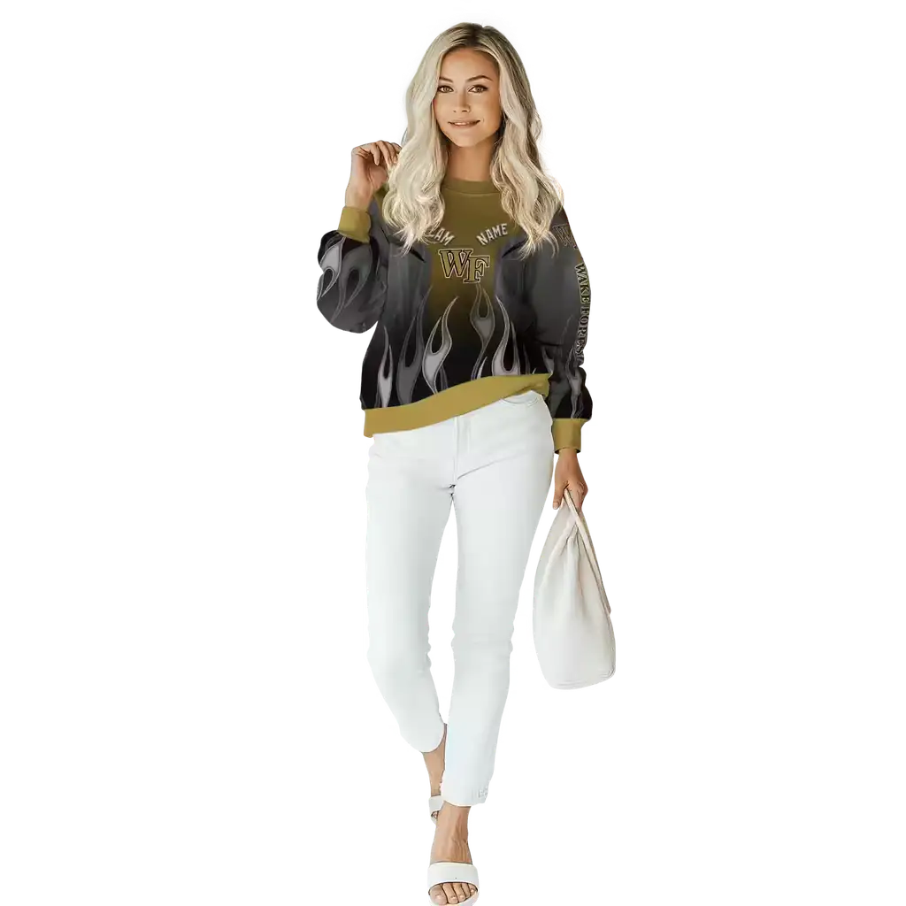 customized wake forest demon deacons flame design gold hoodie trendy customized wake forest demon deacons flame design gold hoodie trendy