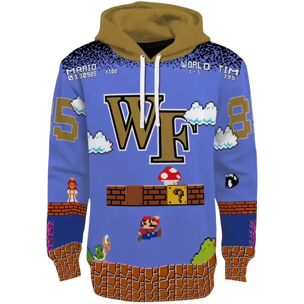 customized wake forest demon deacons mario blue black hoodie best selling customized wake forest demon deacons mario blue black hoodie best selling