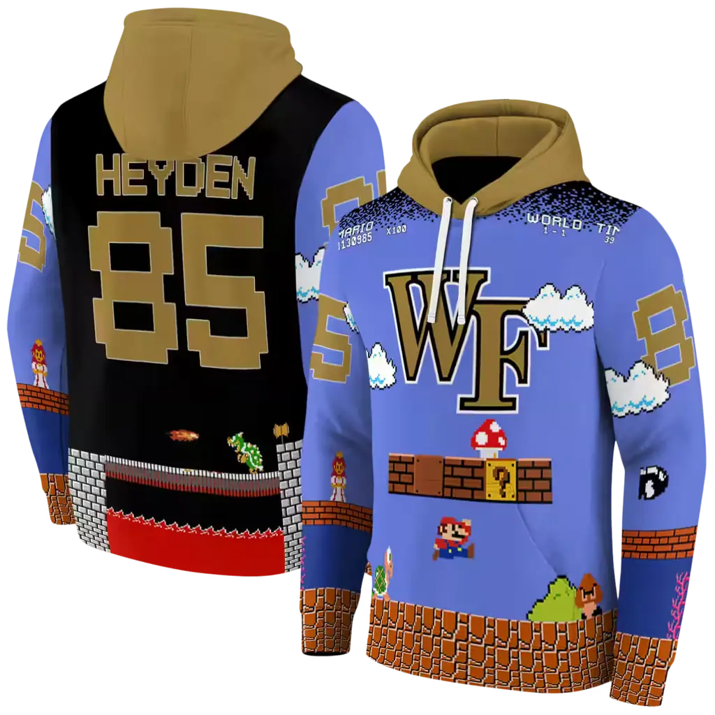 customized wake forest demon deacons mario blue black hoodie fashion forward customized wake forest demon deacons mario blue black hoodie fashion forward