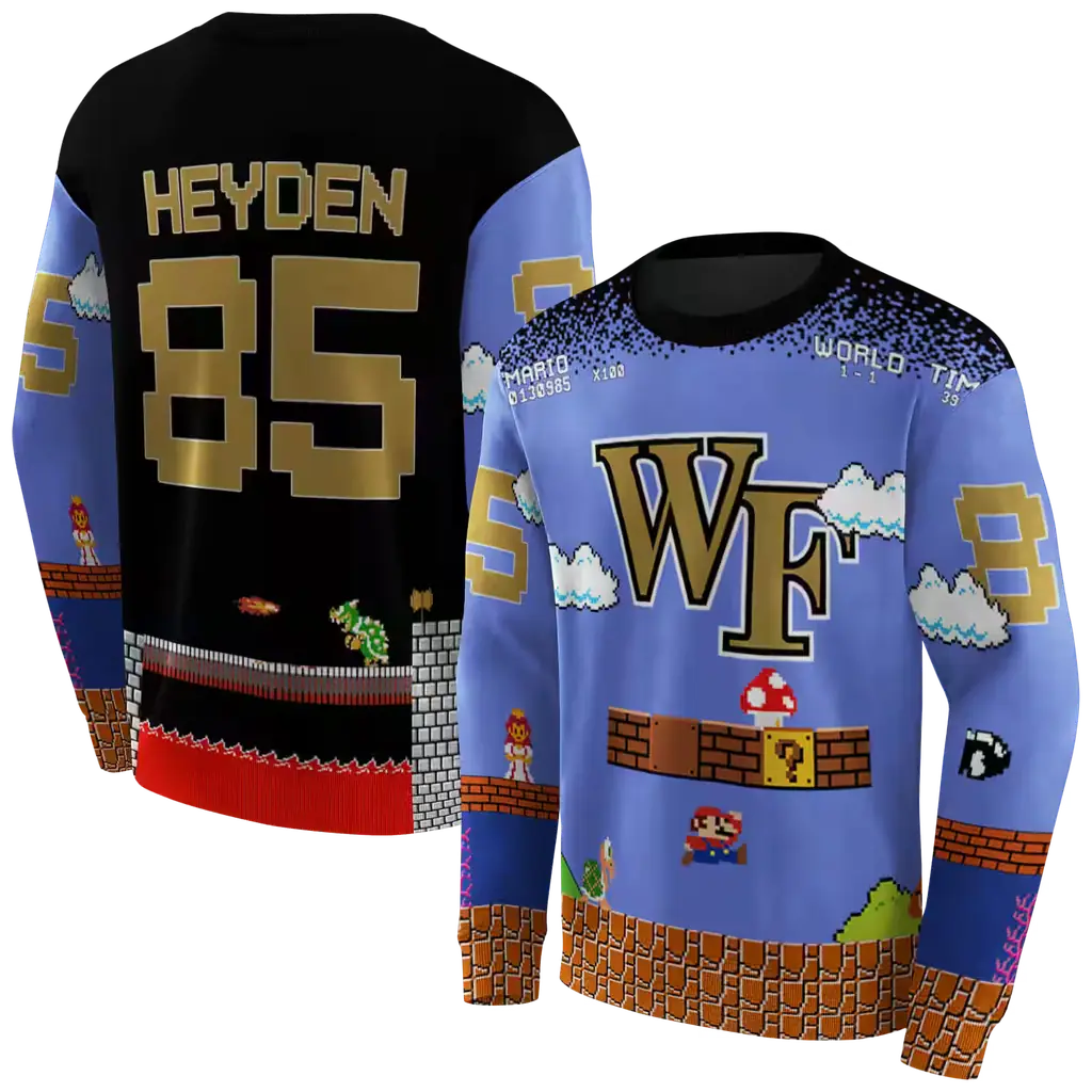 customized wake forest demon deacons mario blue black hoodie premium grade customized wake forest demon deacons mario blue black hoodie premium grade