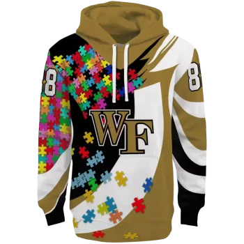 customized wake forest demon deacons puzzle pieces gold hoodie best selling