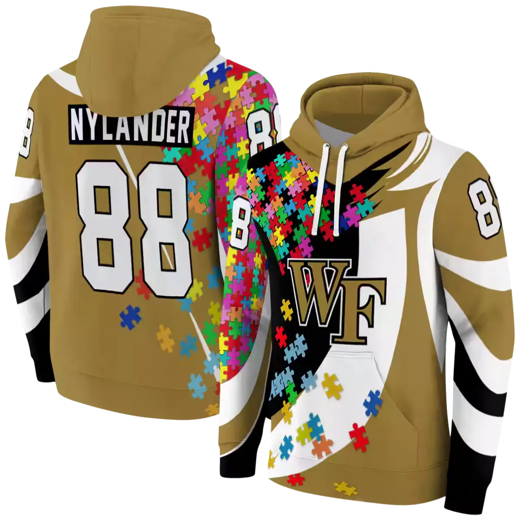 customized wake forest demon deacons puzzle pieces gold hoodie fashion forward customized wake forest demon deacons puzzle pieces gold hoodie fashion forward
