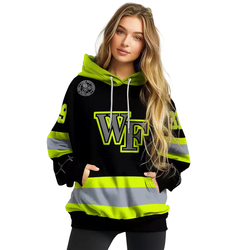customized wake forest demon deacons safety motif black neon green hoodie high quality customized wake forest demon deacons safety motif black neon green hoodie high quality