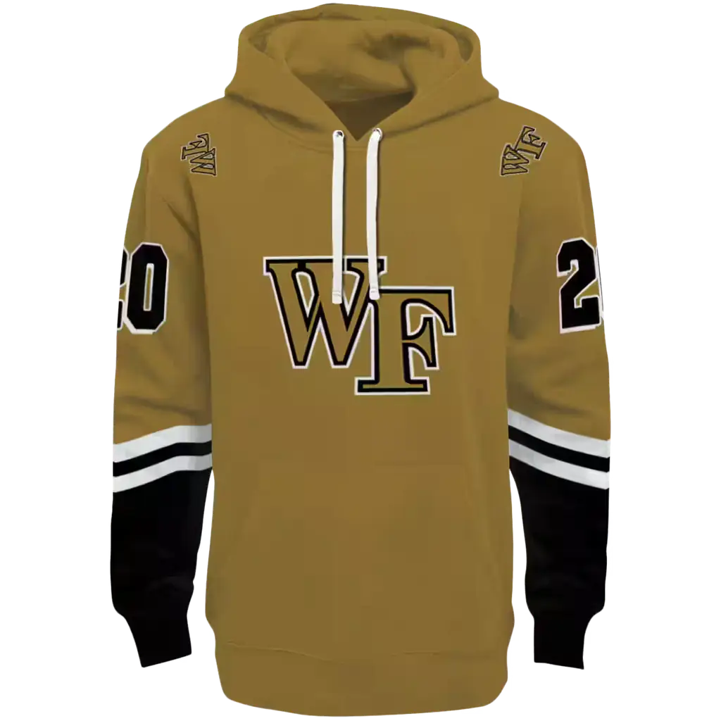 customized wake forest demon deacons striped sleeves gold hoodie best selling customized wake forest demon deacons striped sleeves gold hoodie best selling