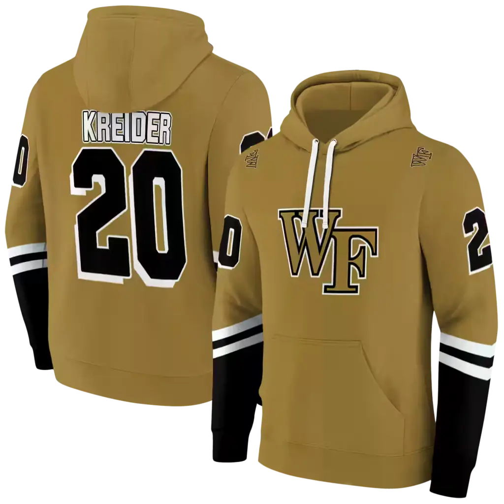 customized wake forest demon deacons striped sleeves gold hoodie fashion forward customized wake forest demon deacons striped sleeves gold hoodie fashion forward