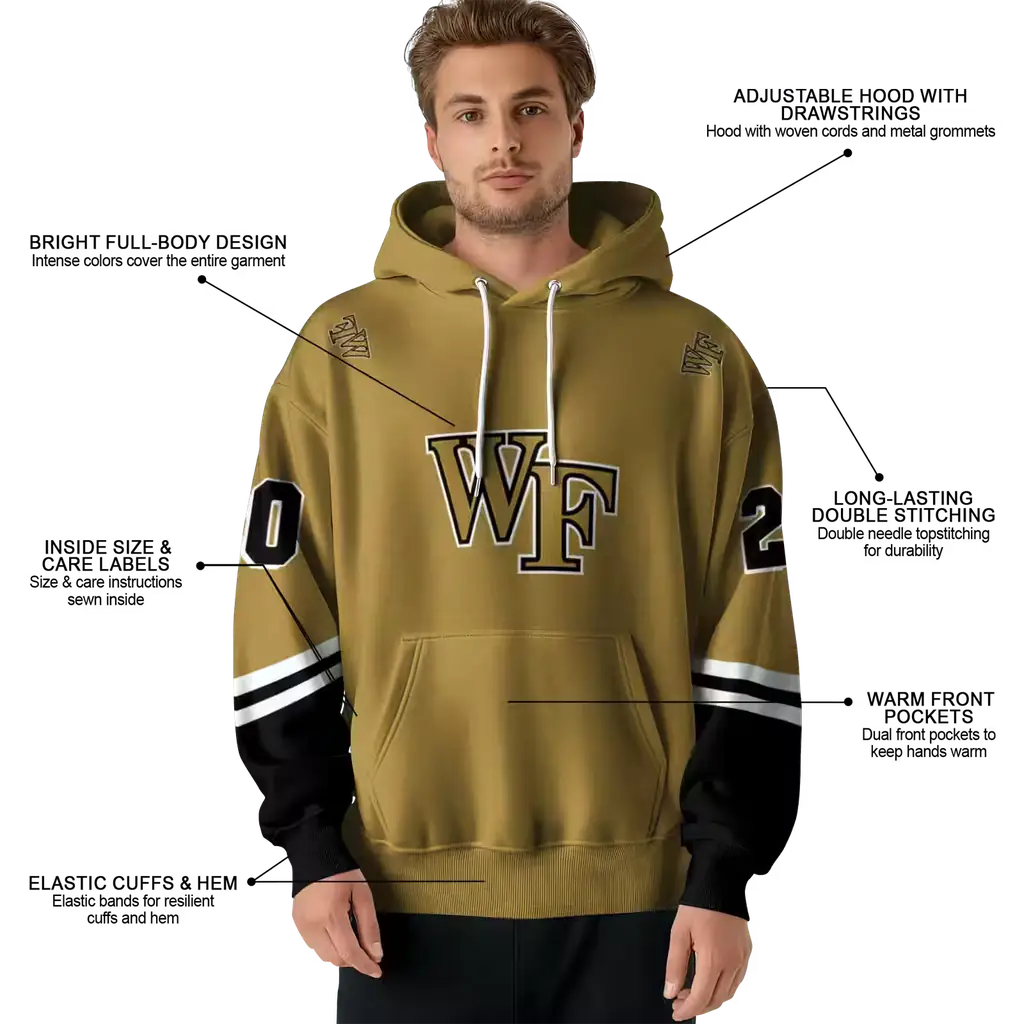 customized wake forest demon deacons striped sleeves gold hoodie latest model customized wake forest demon deacons striped sleeves gold hoodie latest model