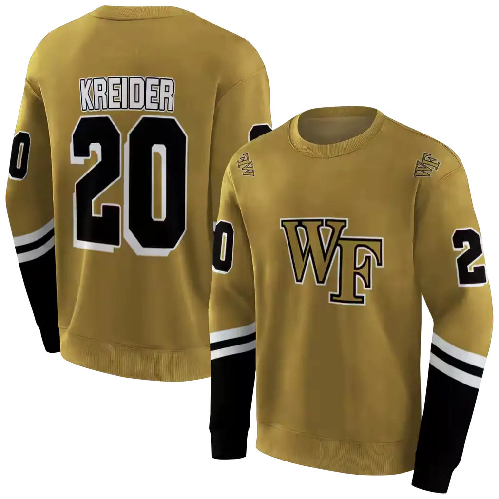 customized wake forest demon deacons striped sleeves gold hoodie premium grade customized wake forest demon deacons striped sleeves gold hoodie premium grade
