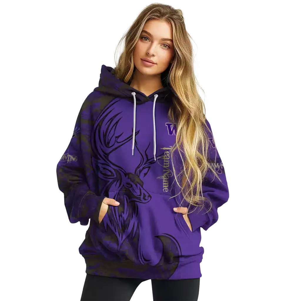 customized washington huskies deer silhouette purple hoodie high quality customized washington huskies deer silhouette purple hoodie high quality